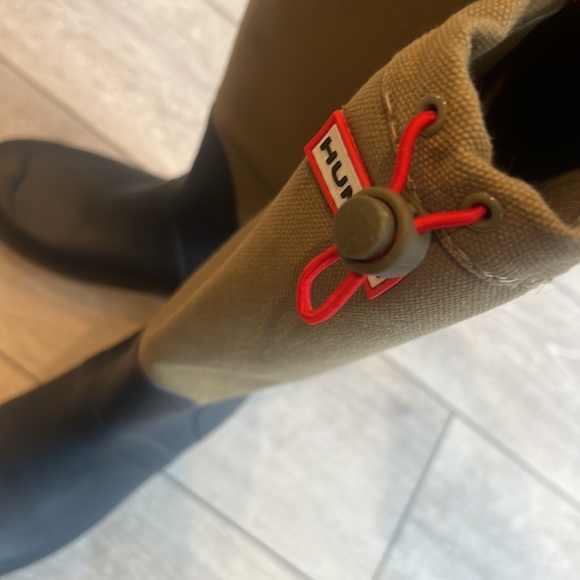 Hunter regent st James canvas and rubber olive and black tall rain boots size 8 - Picture 14 of 15